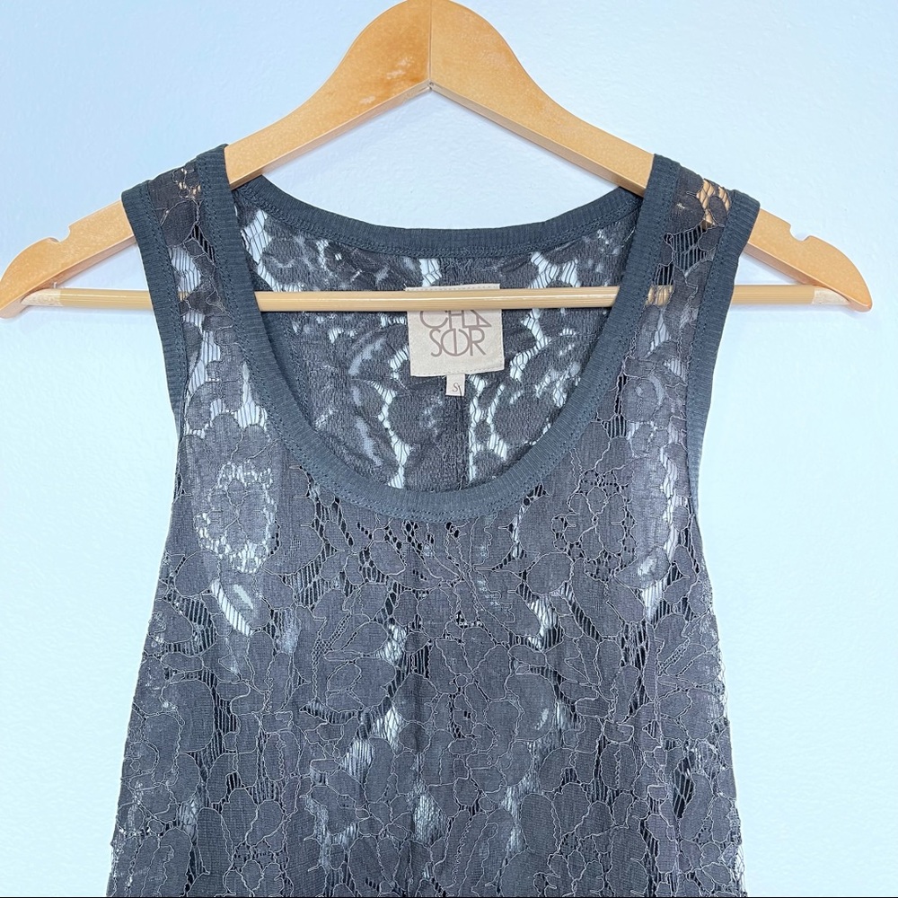 Chaser Gray Lace Racerback Top - Picture 2 of 6